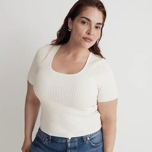 Madewell NWT Plus Ottoman Crop Sweater Tee 70$